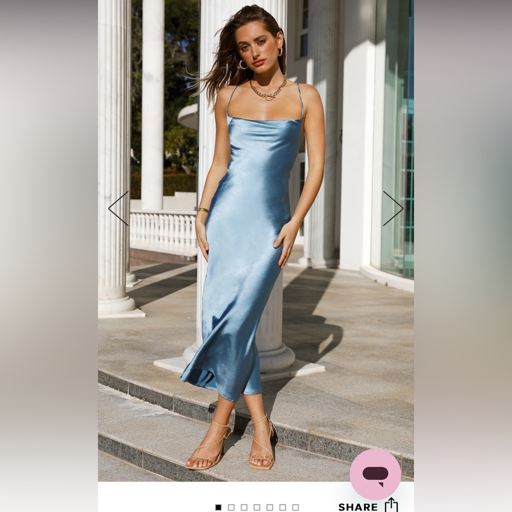 WHO LOVES YOU MIDI DRESS BLUE